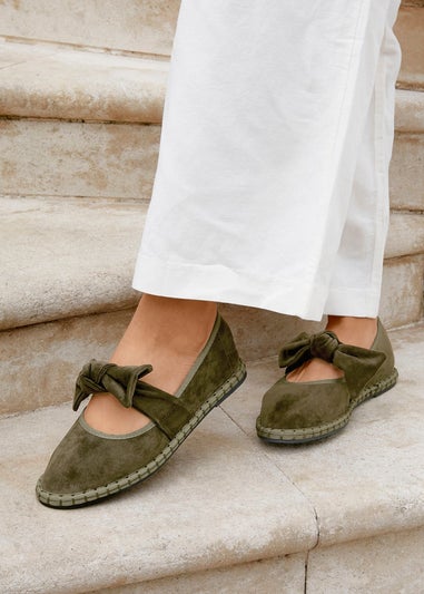 Linzi Pout Khaki Faux Suede Mary Jane