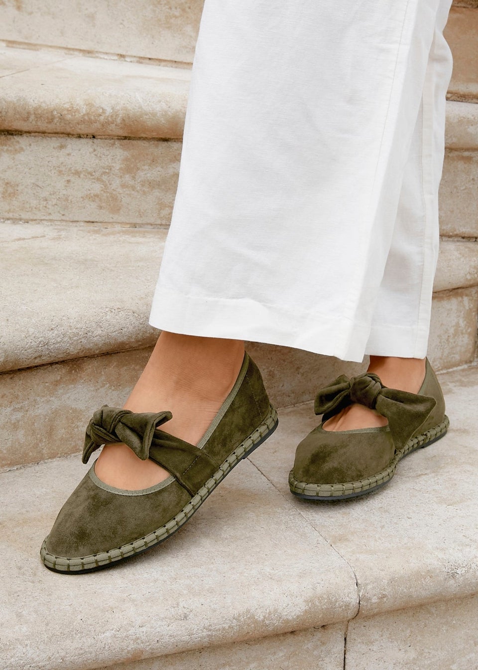 Linzi Pout Khaki Faux Suede Mary Jane