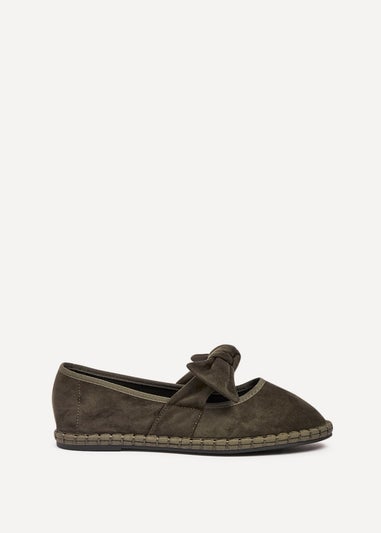 Linzi Pout Khaki Faux Suede Mary Jane