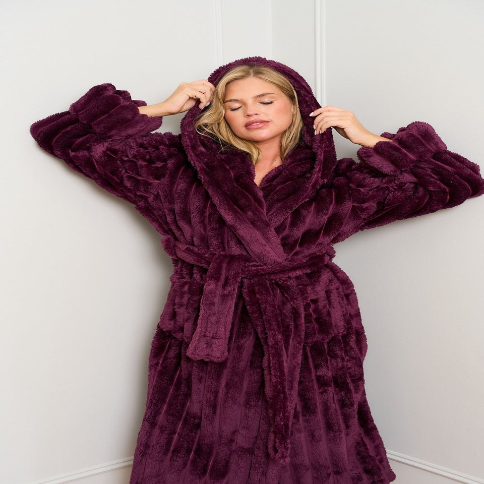 JimJam Burgundy Ribbed Dressing Gown