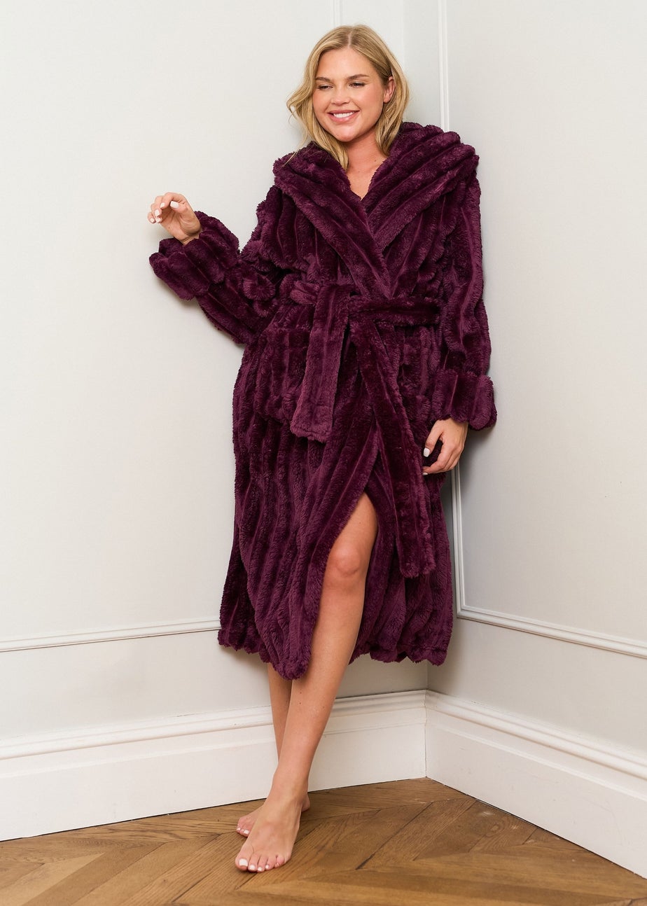 JimJam Burgundy Ribbed Dressing Gown