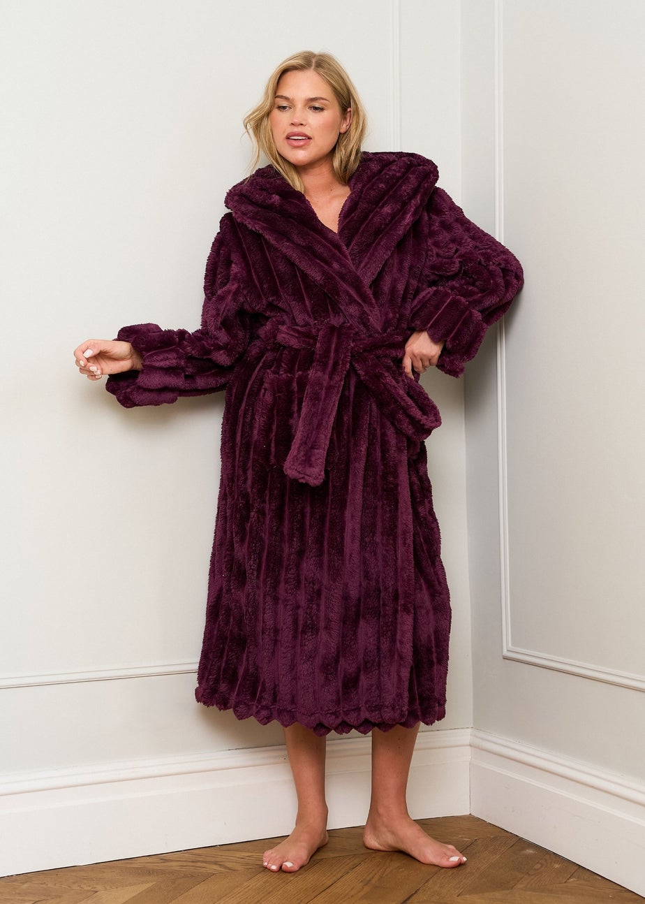 JimJam Burgundy Ribbed Dressing Gown