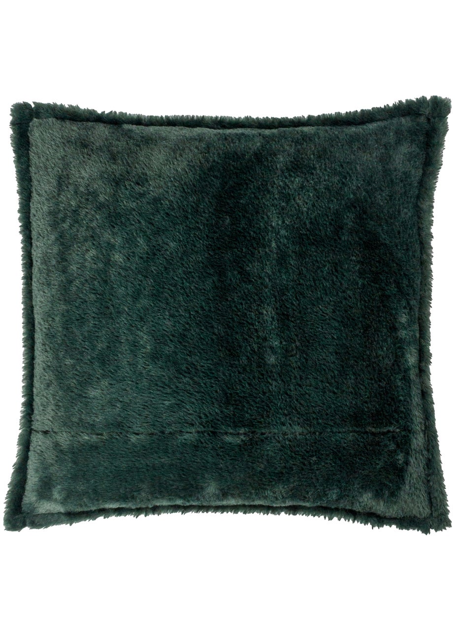 Furn All Wrapped Up Velvet Faux Fur Emerald/Red Cushion