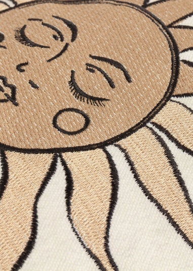 Furn Celestial Stories Embroidered Velvet Linen Cushion