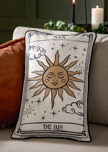 Furn Celestial Stories Embroidered Velvet Linen Cushion