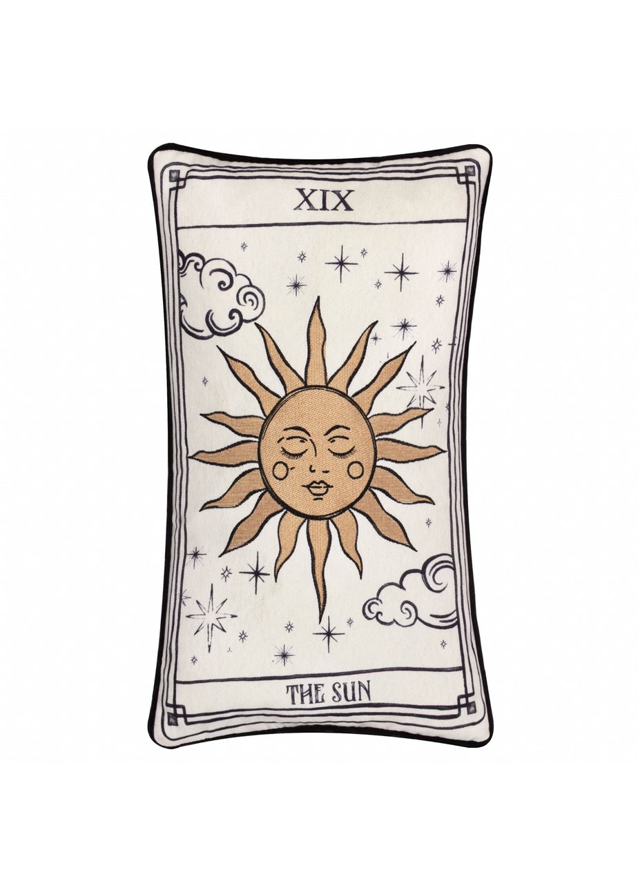 Furn Celestial Stories Embroidered Velvet Linen Cushion