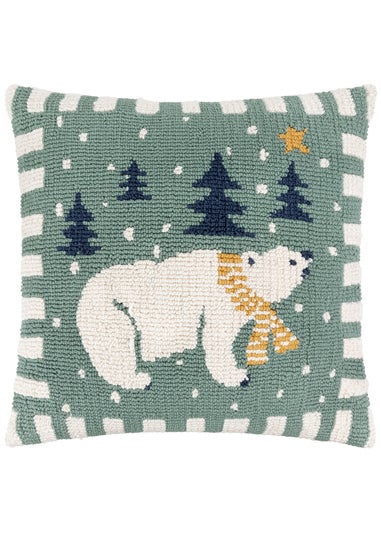 Furn Polar Bear Tufted Frosty Blue Cushion