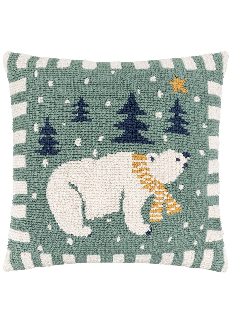 Furn Polar Bear Tufted Frosty Blue Cushion