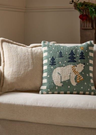 Furn Polar Bear Tufted Frosty Blue Cushion