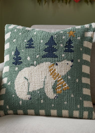 Furn Polar Bear Tufted Frosty Blue Cushion