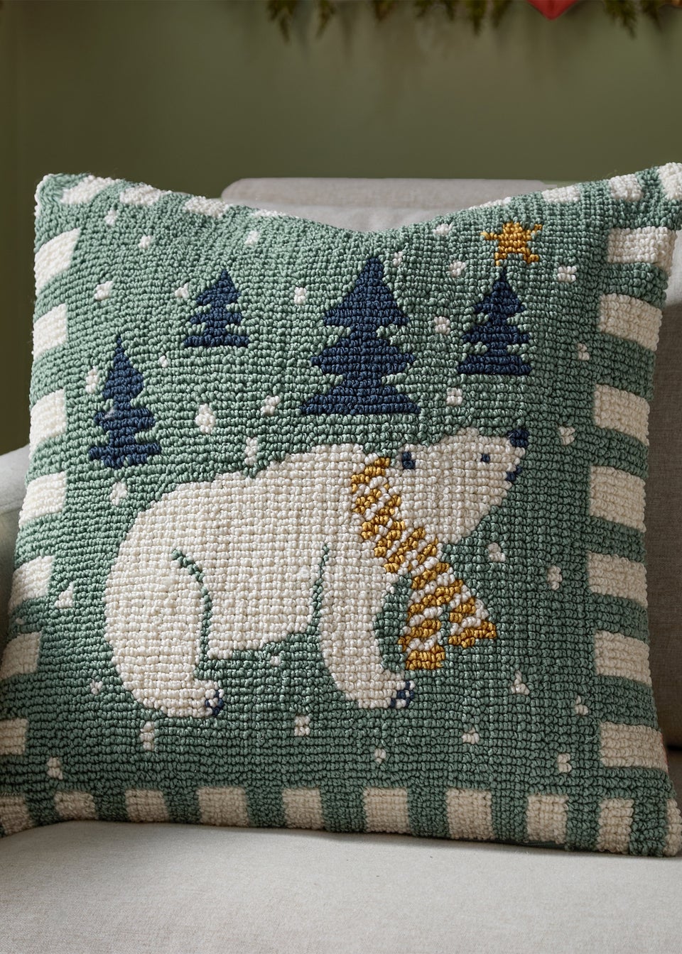 Furn Polar Bear Tufted Frosty Blue Cushion