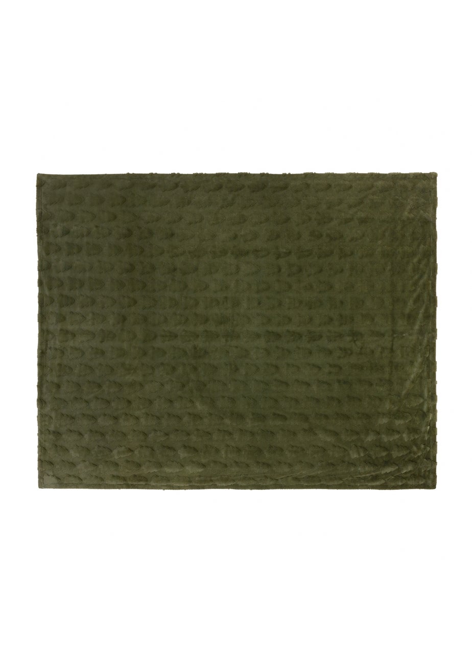 Furn Pines Faux Fur Forest Green Throw