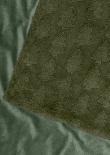 Furn Pines Faux Fur Forest Green Throw