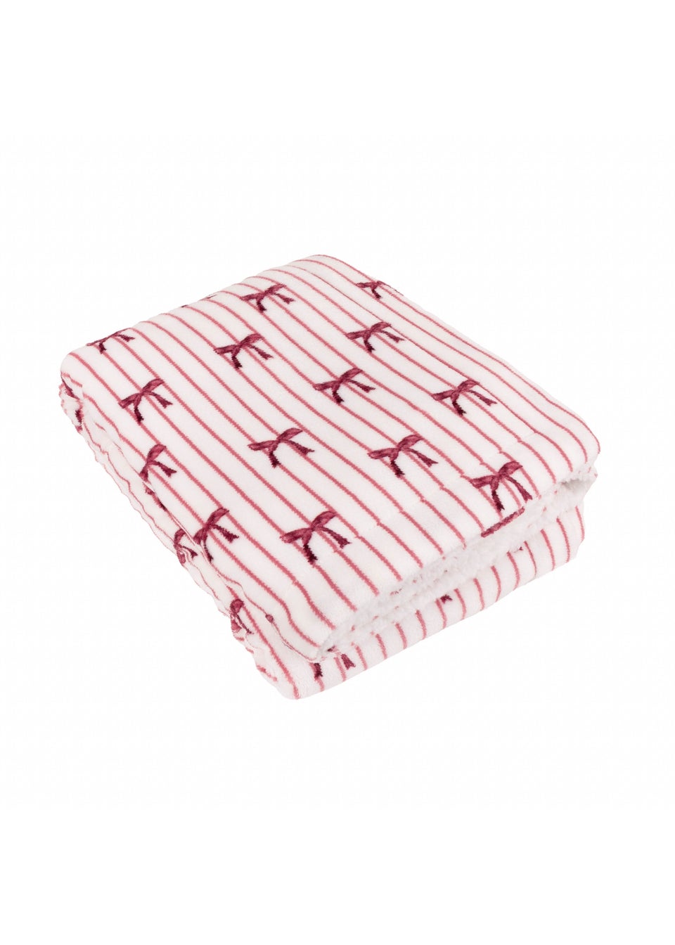 Furn Noortje Bows Sherpa Fleece Silk Pink Throw