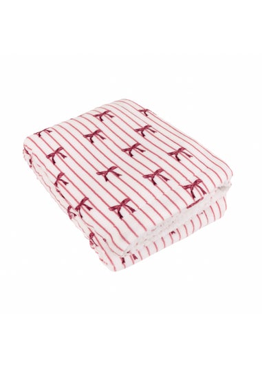 Furn Noortje Bows Sherpa Fleece Silk Pink Throw