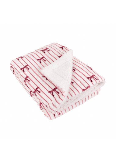 Furn Noortje Bows Sherpa Fleece Silk Pink Throw