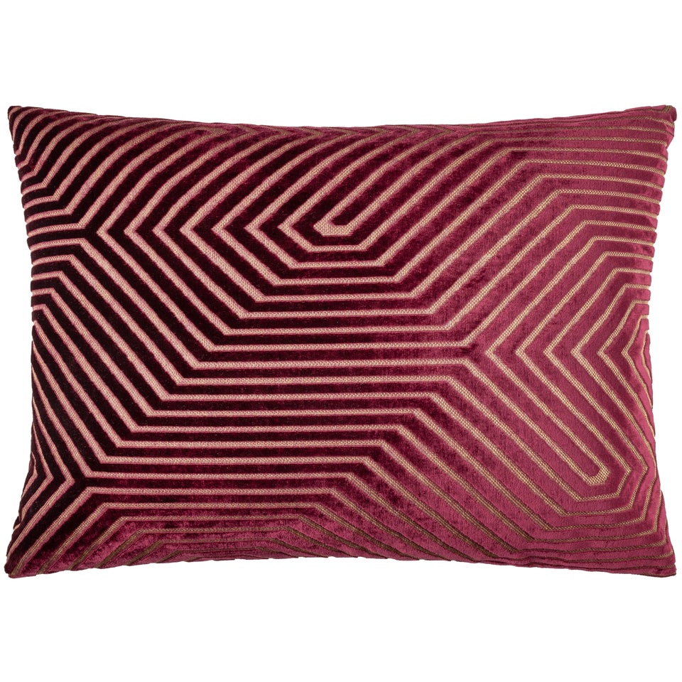 Paoletti Evoke Cut Velvet Burgundy Cushion