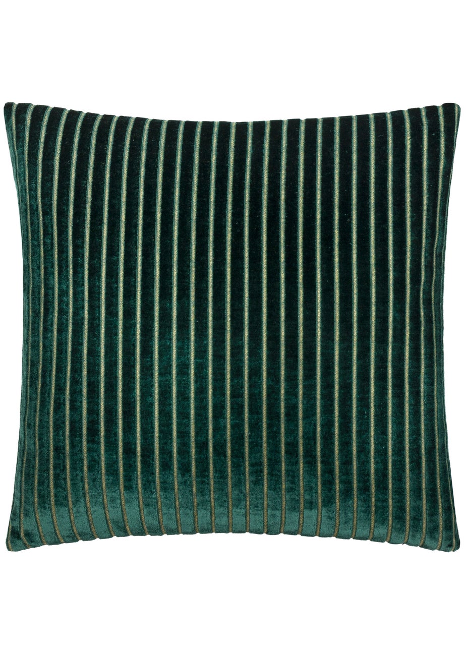 Paoletti Savoy Stripe Velvet Emerald Cushion