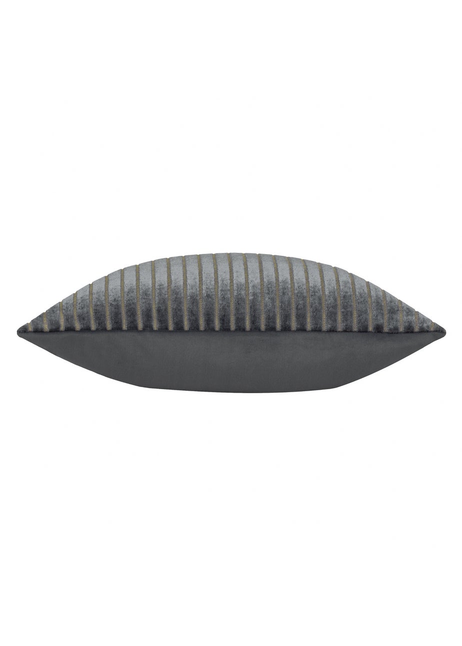 Paoletti Savoy Stripe Velvet Charcoal Cushion