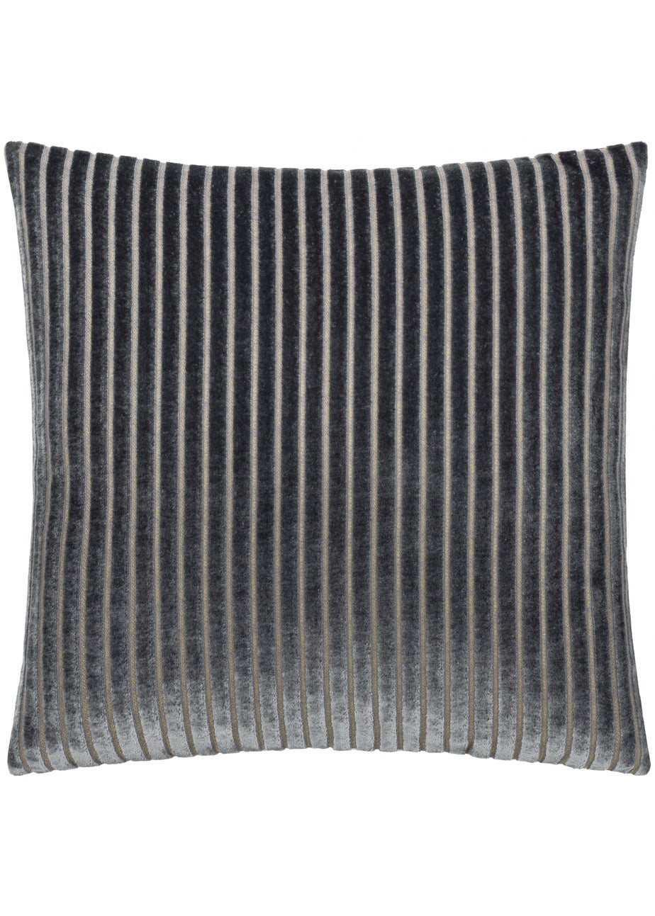 Paoletti Savoy Stripe Velvet Charcoal Cushion