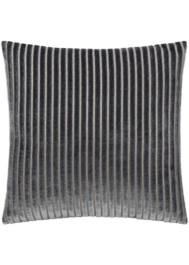 Paoletti Savoy Stripe Velvet Charcoal Cushion