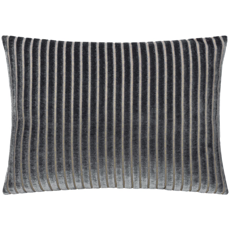 Paoletti Savoy Stripe Velvet Charcoal Cushion