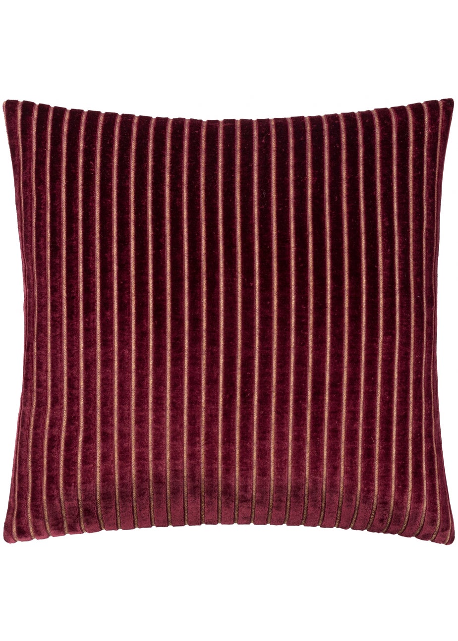 Paoletti Savoy Stripe Velvet Burgundy Cushion