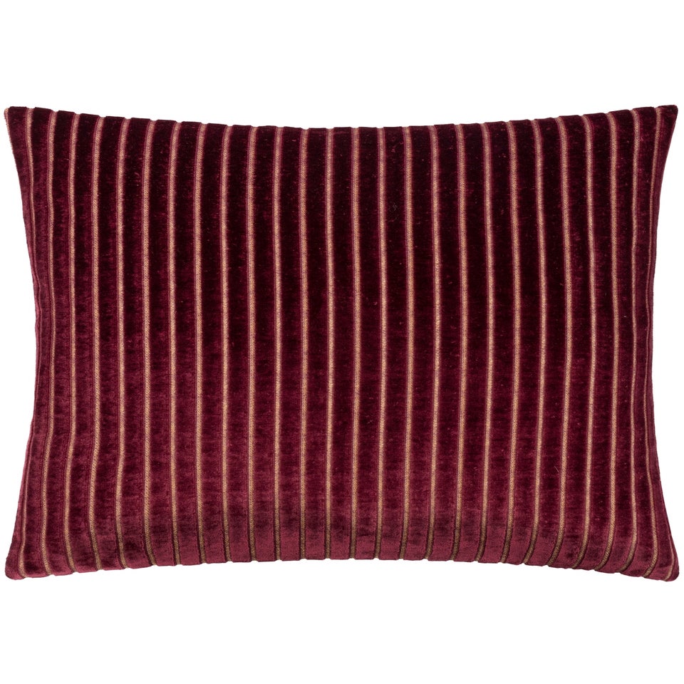 Paoletti Savoy Stripe Velvet Burgundy Cushion
