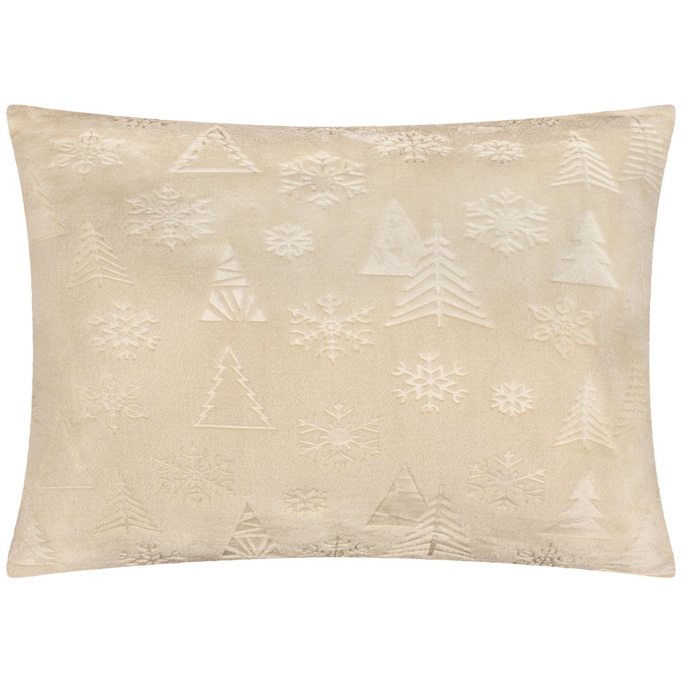Furn Festive Time Embossed Fleece Natural Cushion