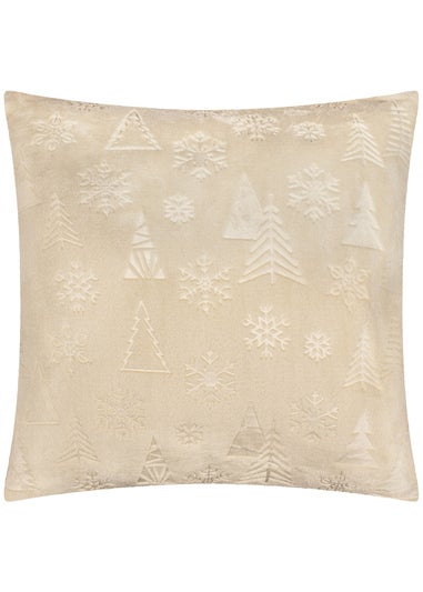 Furn Festive Time Embossed Fleece Natural Cushion