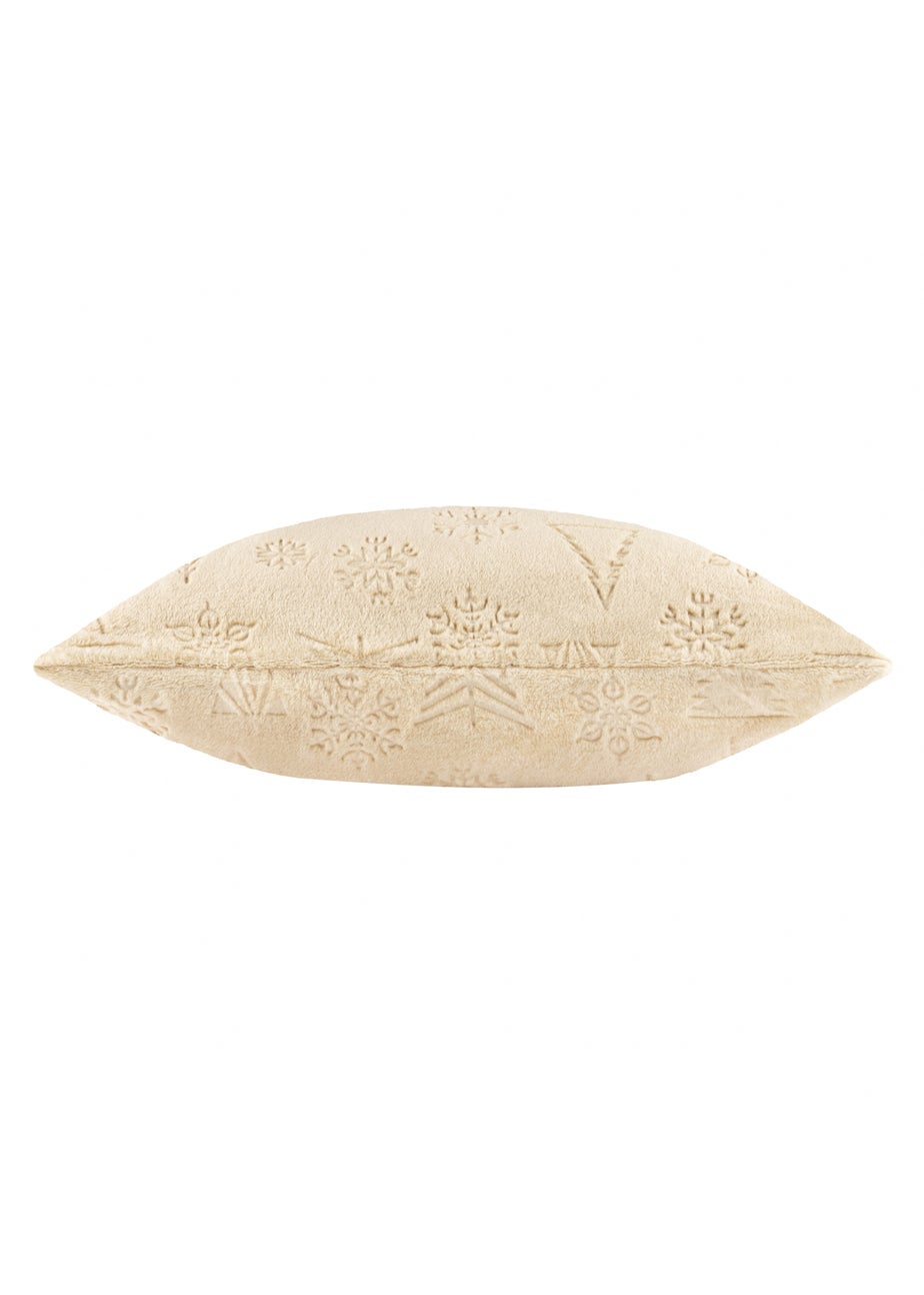 Furn Festive Time Embossed Fleece Natural Cushion