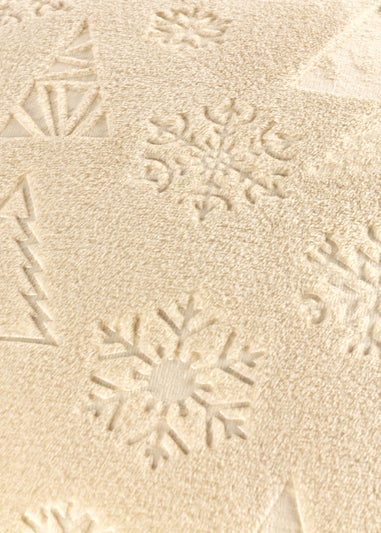 Furn Festive Time Embossed Fleece Natural Cushion