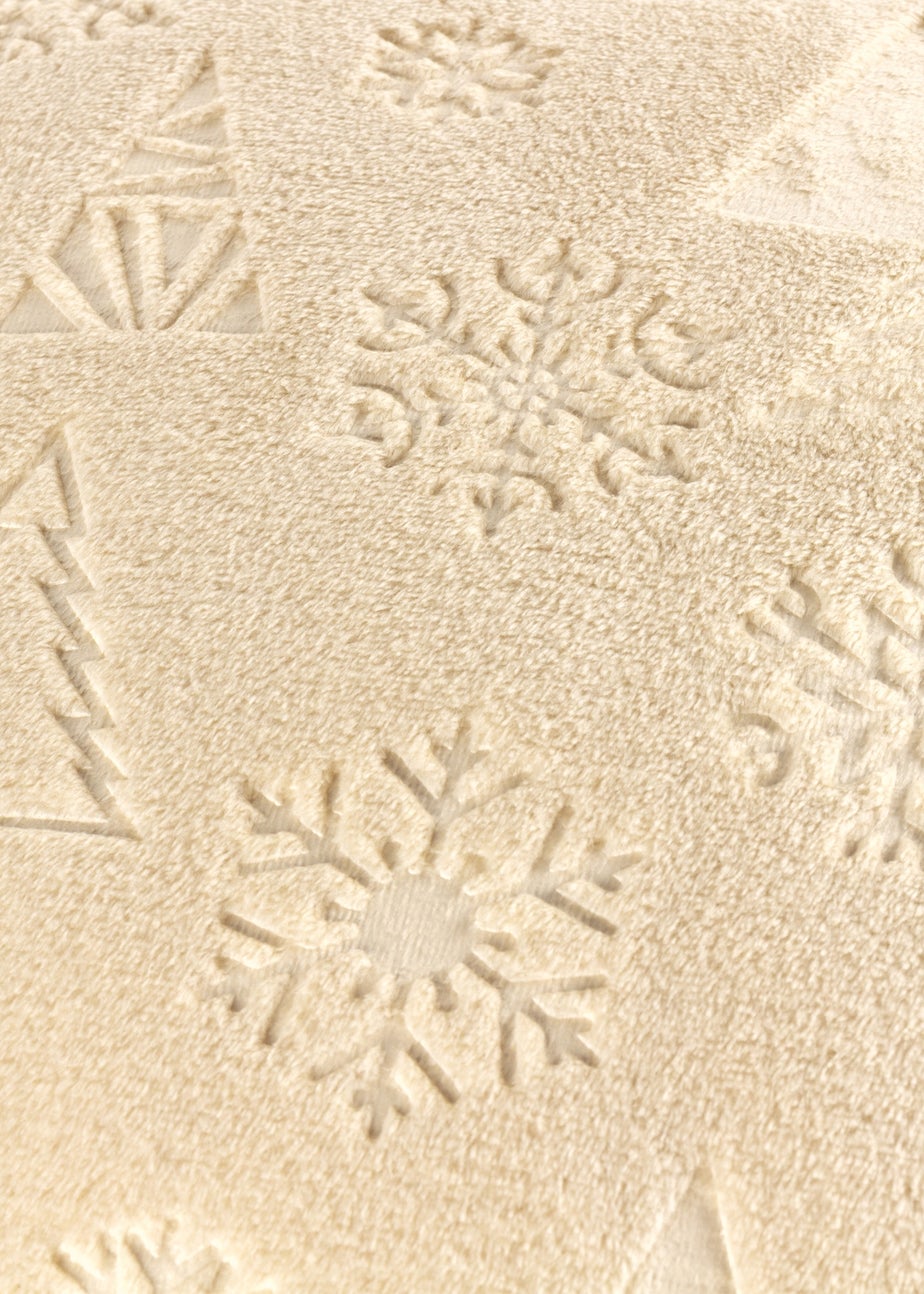 Furn Festive Time Embossed Fleece Natural Cushion