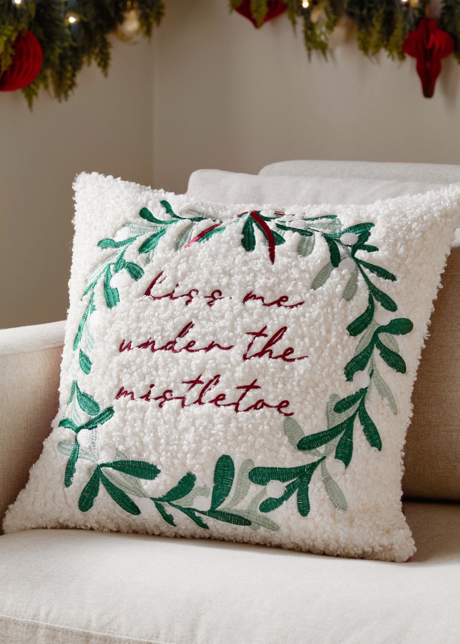 Furn Mistletoe Wreath Embroidered Multi Cushion