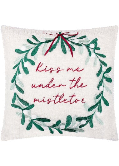 Furn Mistletoe Wreath Embroidered Multi Cushion