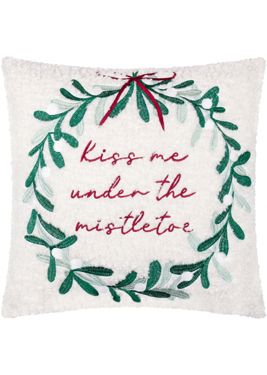 Furn Mistletoe Wreath Embroidered Multi Cushion