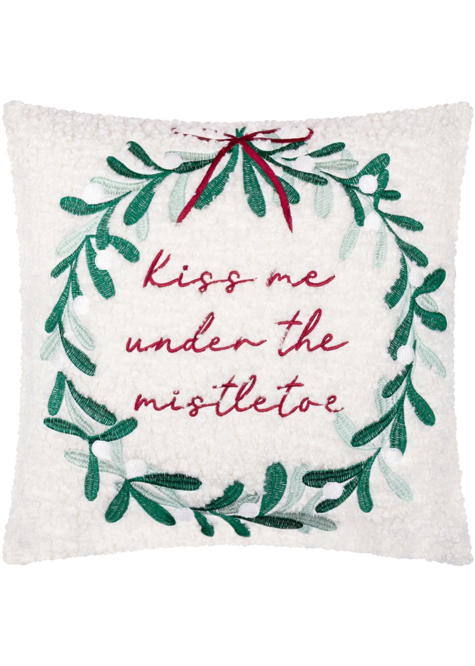 Furn Mistletoe Wreath Embroidered Multi Cushion