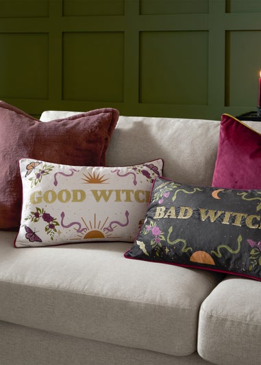 Furn Good Witch Embroidered Velvet Angel White Cushion