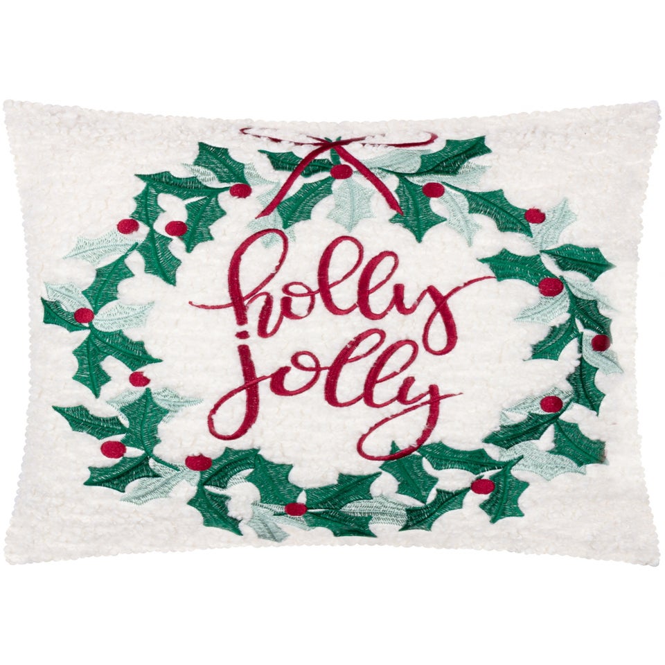 Furn Holly Wreath Embroidered Multi Cushion