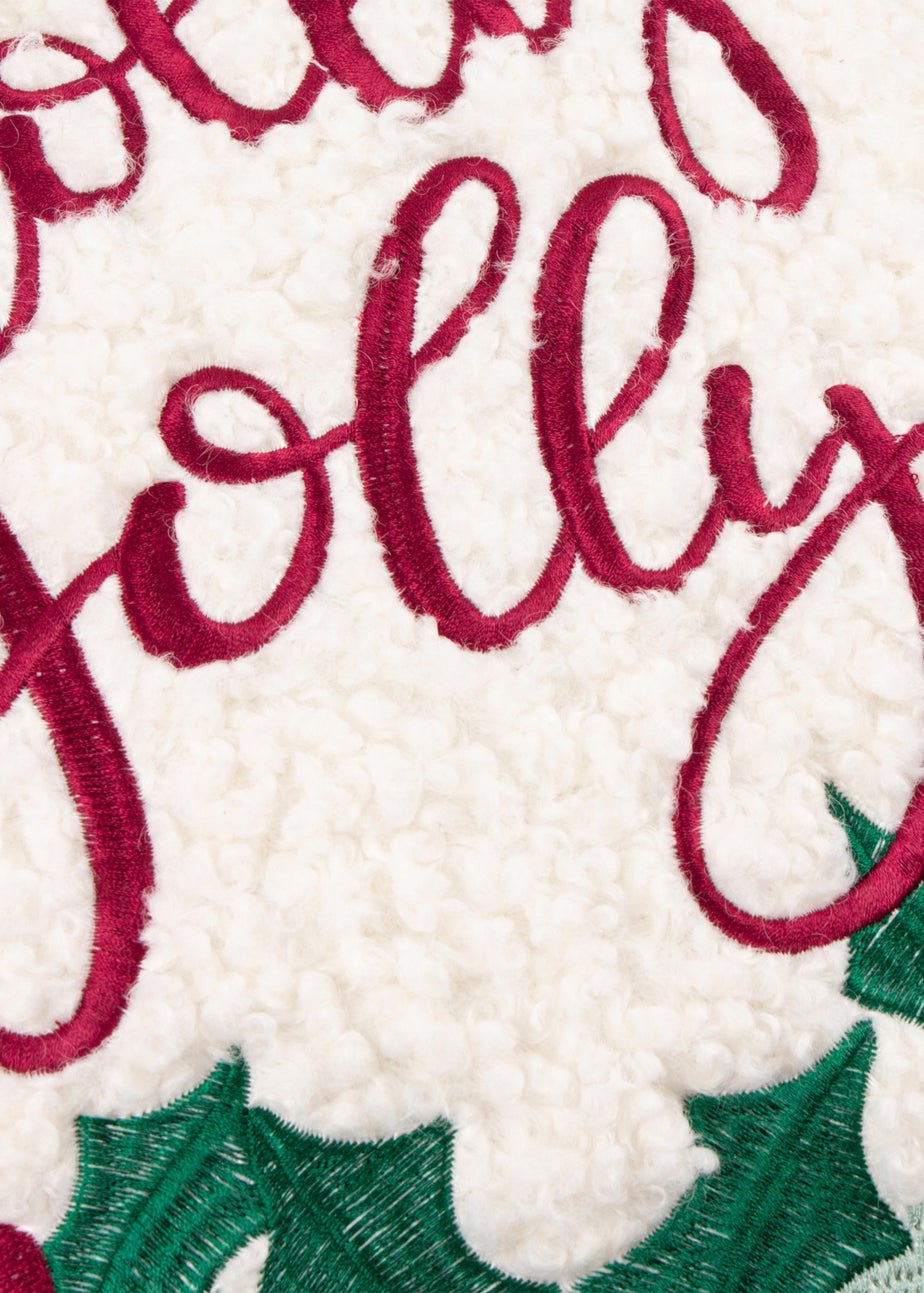 Furn Holly Wreath Embroidered Multi Cushion