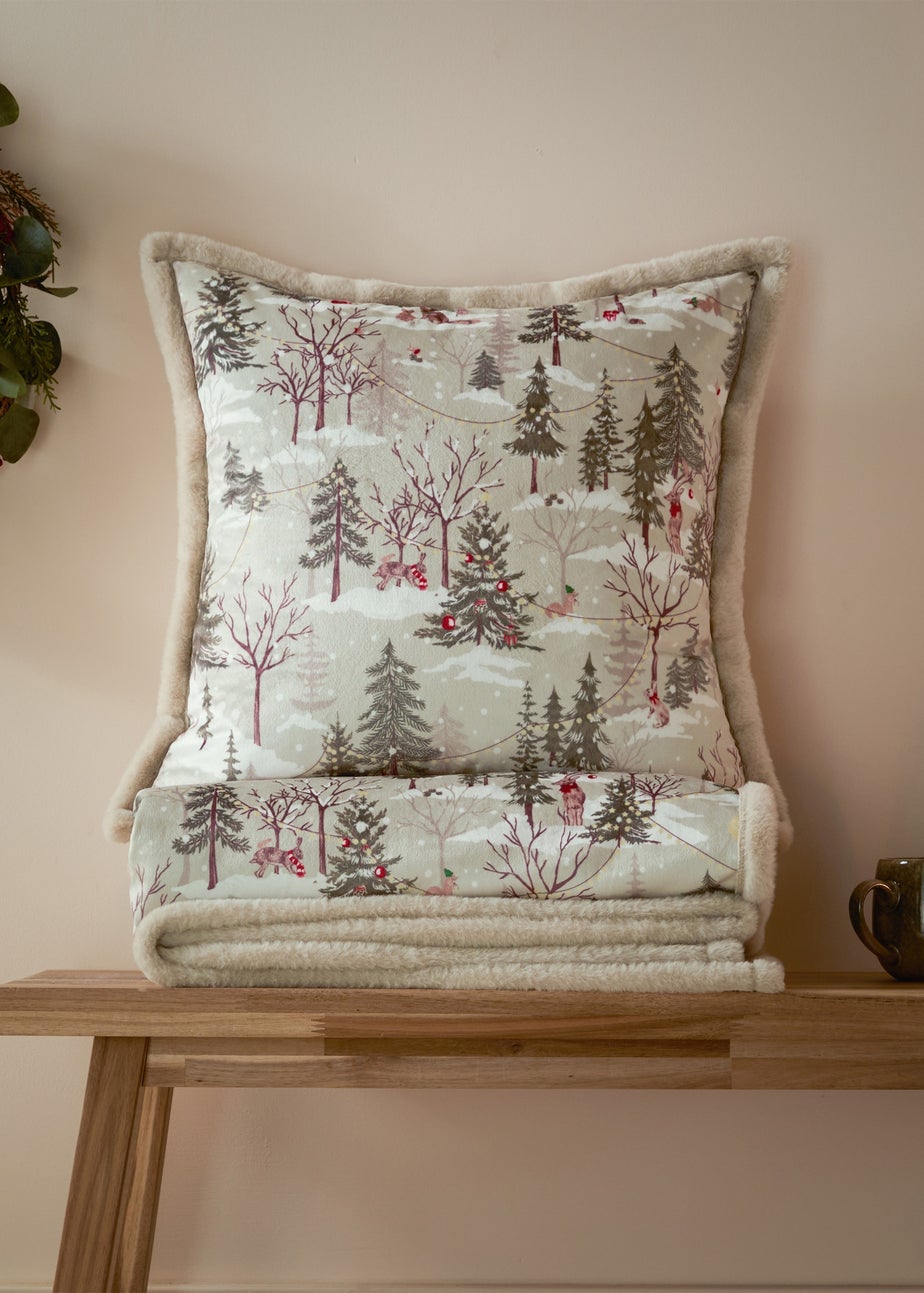 Furn Forest Festivities Velvet Natural Cushion