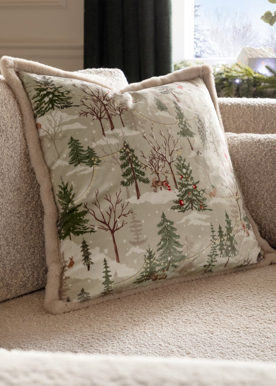 Furn Forest Festivities Velvet Natural Cushion