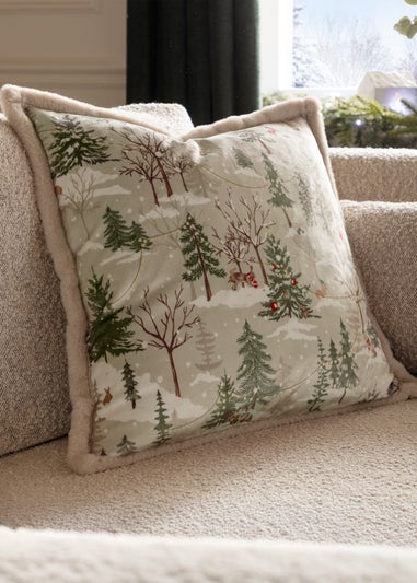 Furn Forest Festivities Velvet Natural Cushion