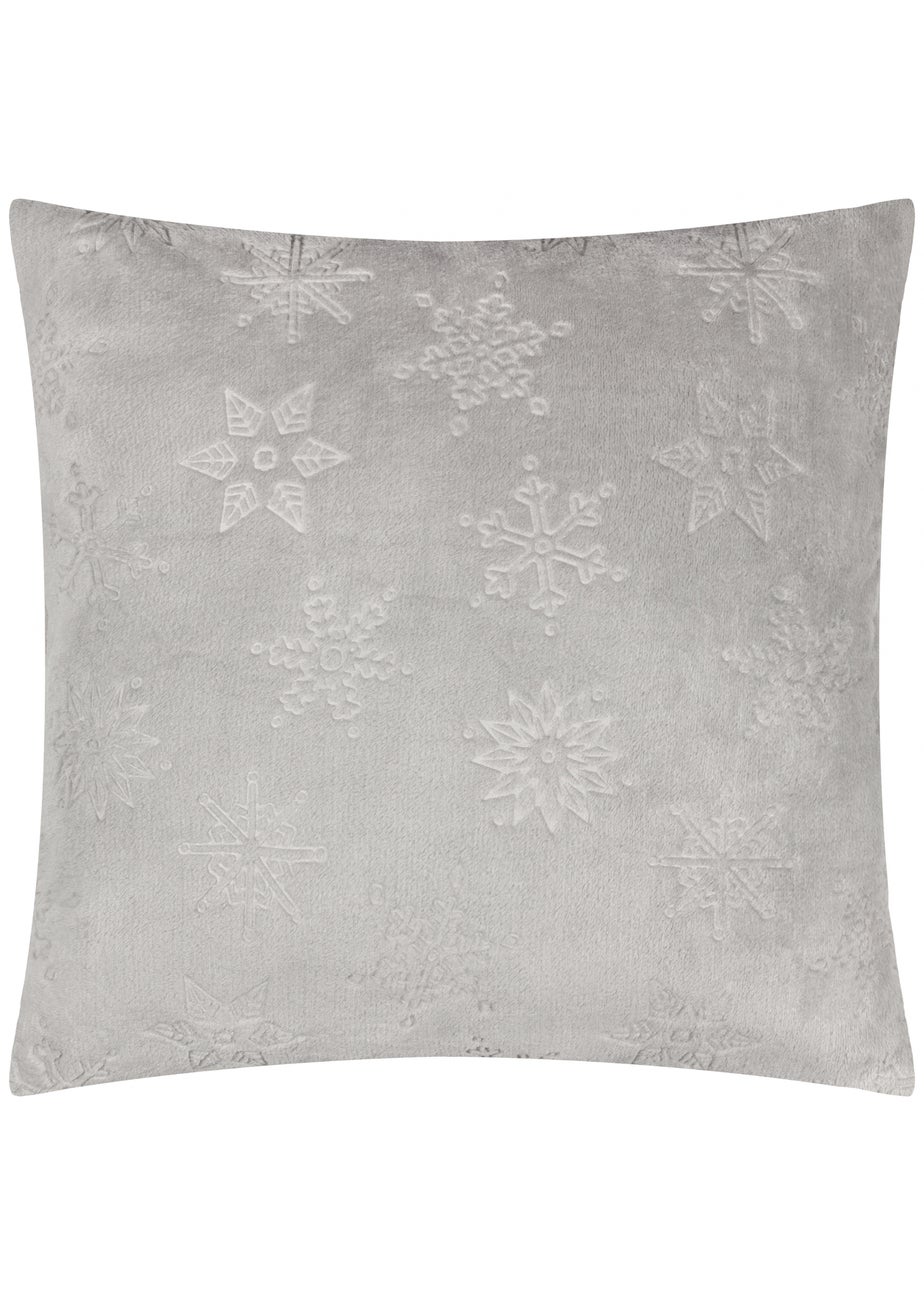 Furn Snowflakes Embossed Grey Cushion