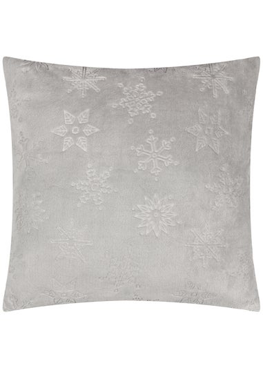 Furn Snowflakes Embossed Grey Cushion