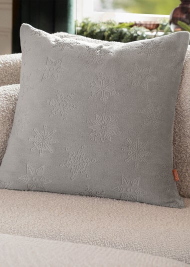 Furn Snowflakes Embossed Grey Cushion