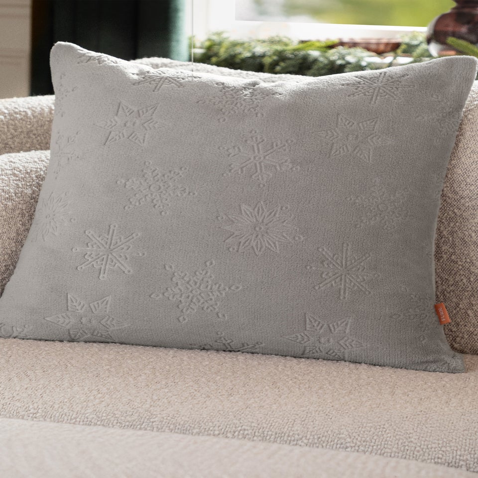 Furn Snowflakes Embossed Grey Cushion