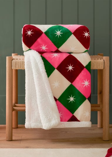 Furn Star Sherpa Fleece Multi Throw