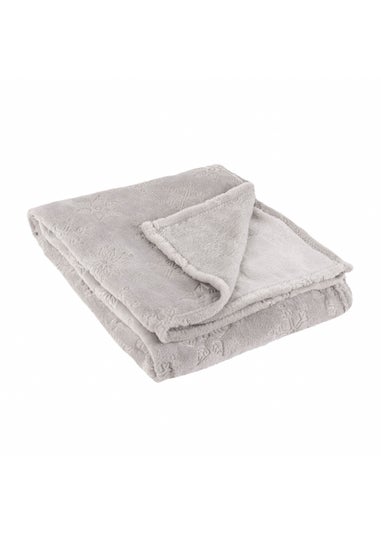 Furn Snowflakes Soft Flannel Fleece Grey Throw