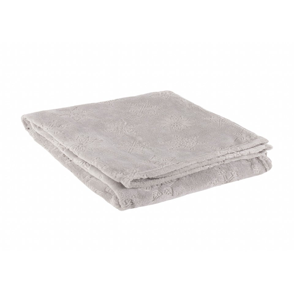 Furn Snowflakes Soft Flannel Fleece Grey Throw